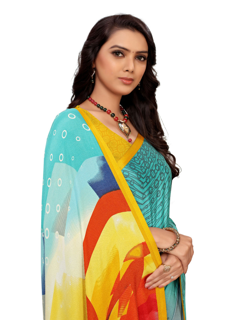 Generic Women's Crepe Saree With Blouse (Yellow, 5-6 Mtrs)