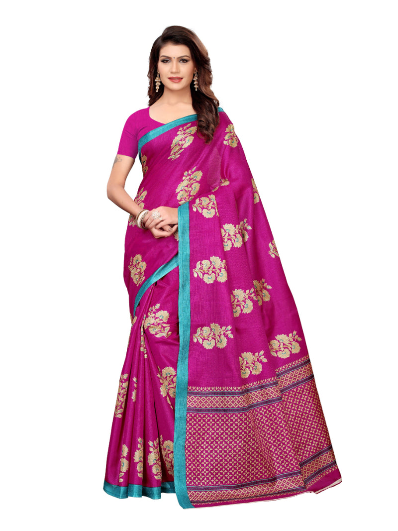 Generic Women's Silk Saree With Blouse (Pink, 5-6 Mtrs)