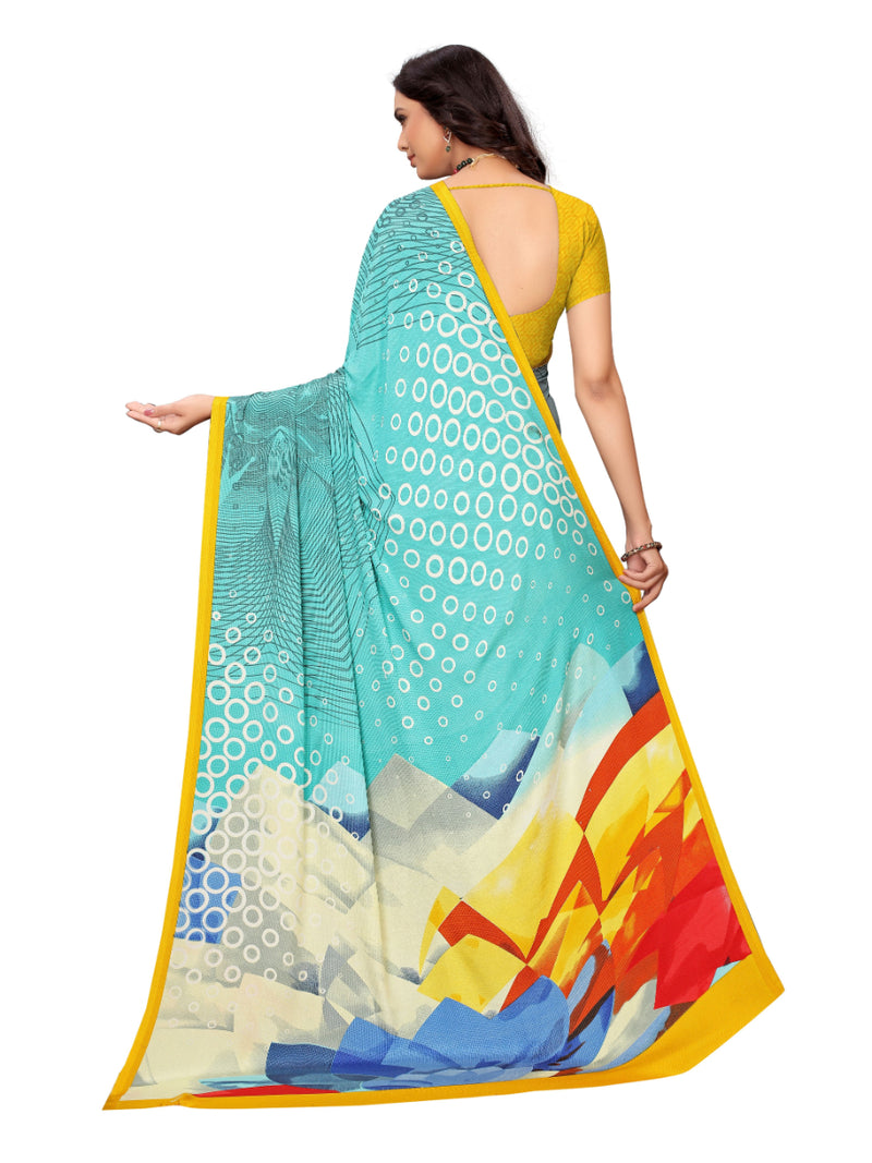 Generic Women's Crepe Saree With Blouse (Yellow, 5-6 Mtrs)
