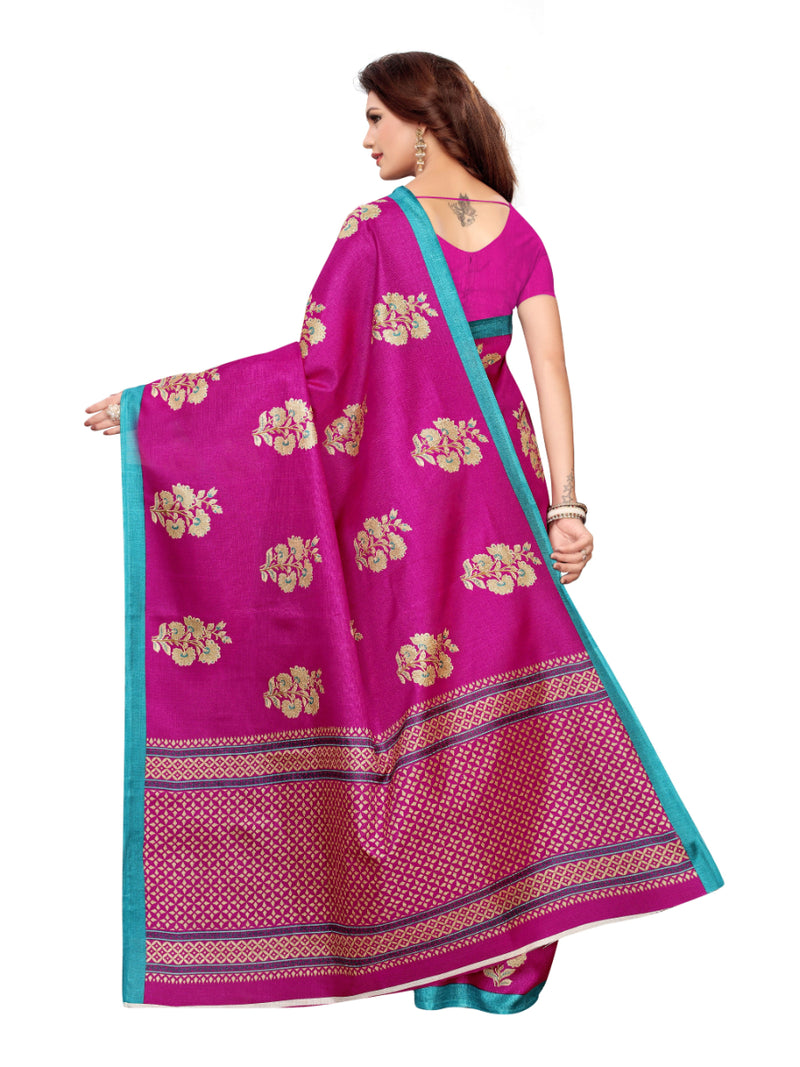 Generic Women's Silk Saree With Blouse (Pink, 5-6 Mtrs)