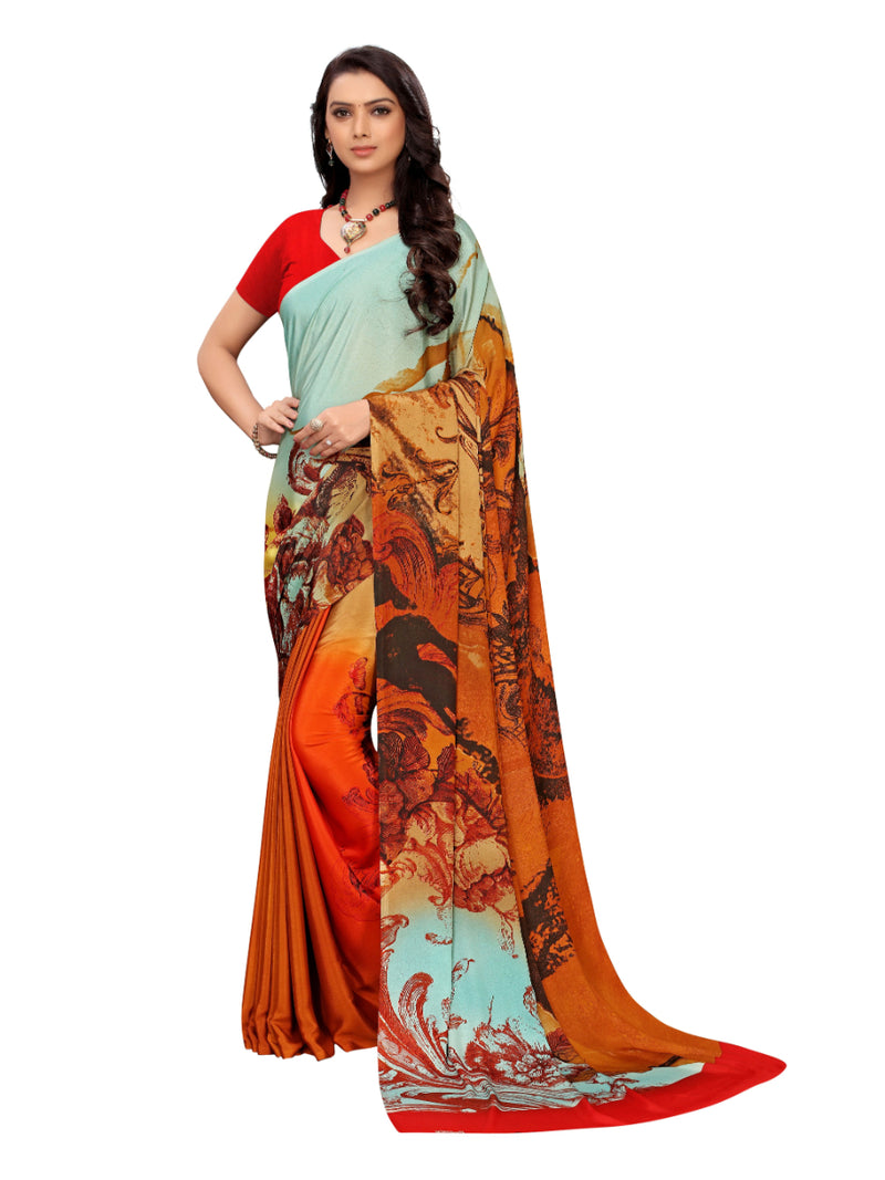 Generic Women's Crepe Saree With Blouse (Mustard , 5-6 Mtrs)