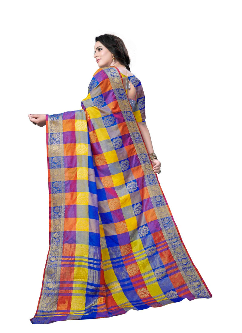 Generic Women's Banarasi silk Saree with Blouse (Multi, 5-6mtr)