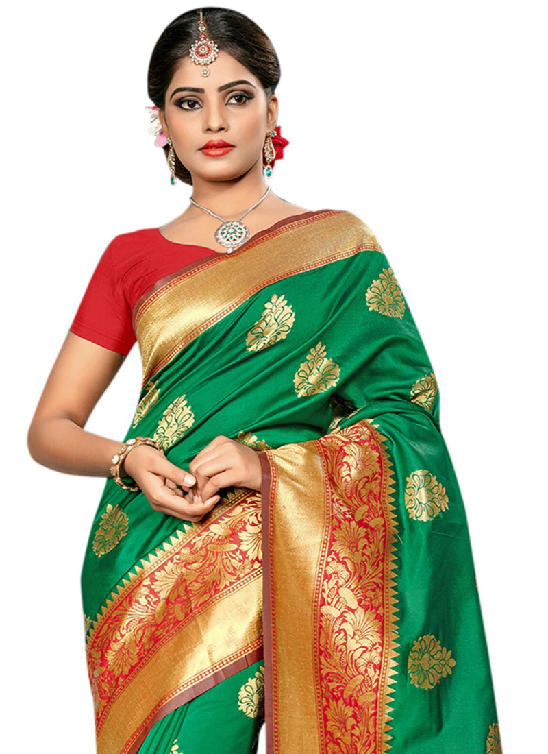 Generic Women's Banarasi silk Saree with Blouse (Multi, 5-6mtr)