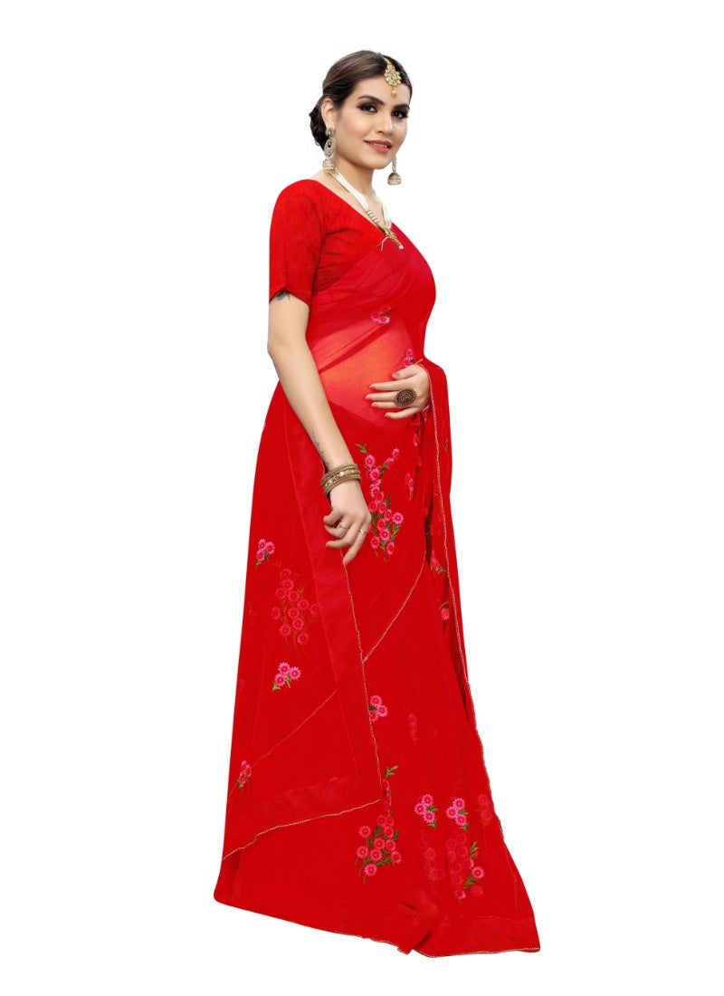 Generic Women's Designer Saree (Red, 5-6 Mtrs)