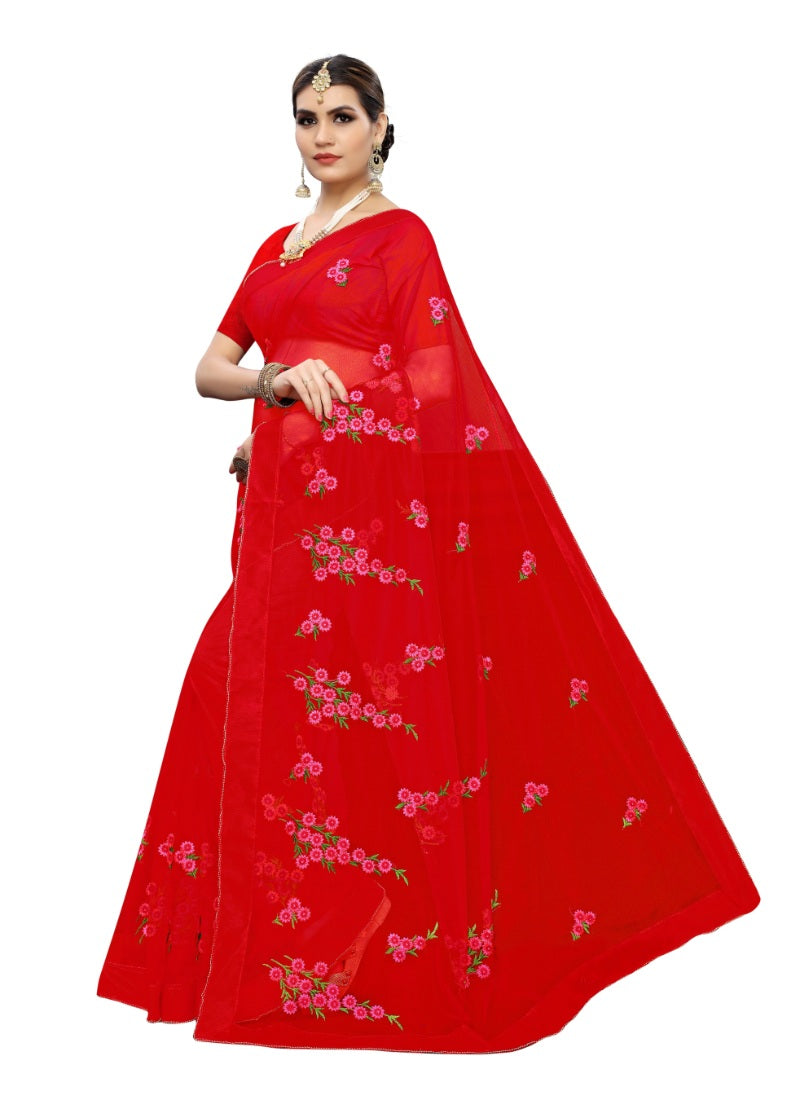 Generic Women's Designer Saree (Red, 5-6 Mtrs)