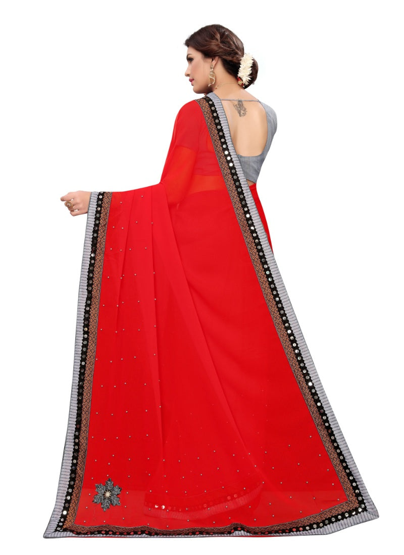 Generic Women's Designer Saree (Red, 5-6 Mtrs)