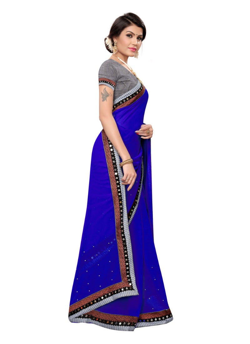 Generic Women's Designer Saree (Blue, 5-6 Mtrs)