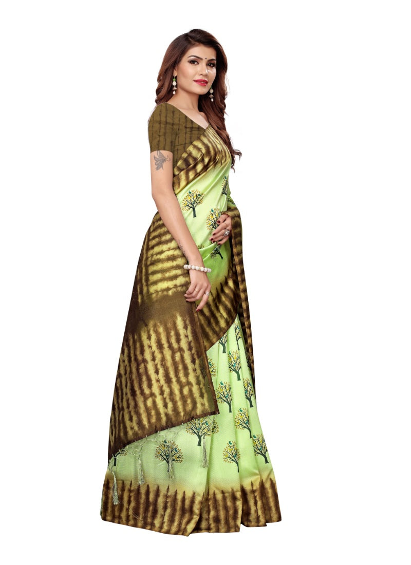 Generic Women's Mysore Art Silk Saree (Pista, 5-6 Mtrs)