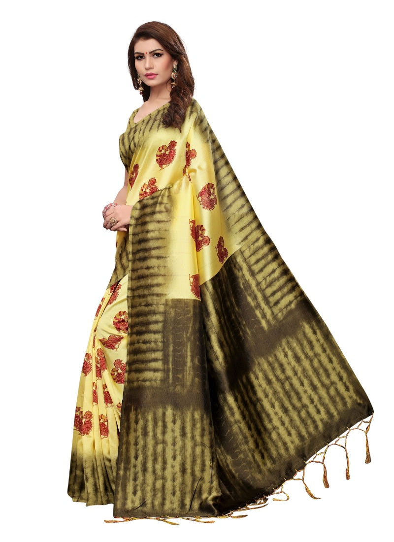 Generic Women's Mysore Art Silk Saree (Lemon, 5-6 Mtrs)