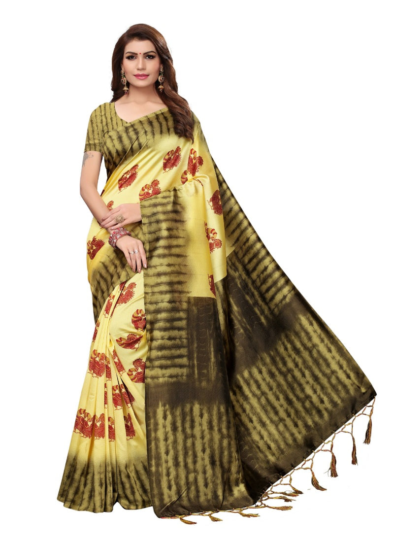 Generic Women's Mysore Art Silk Saree (Lemon, 5-6 Mtrs)