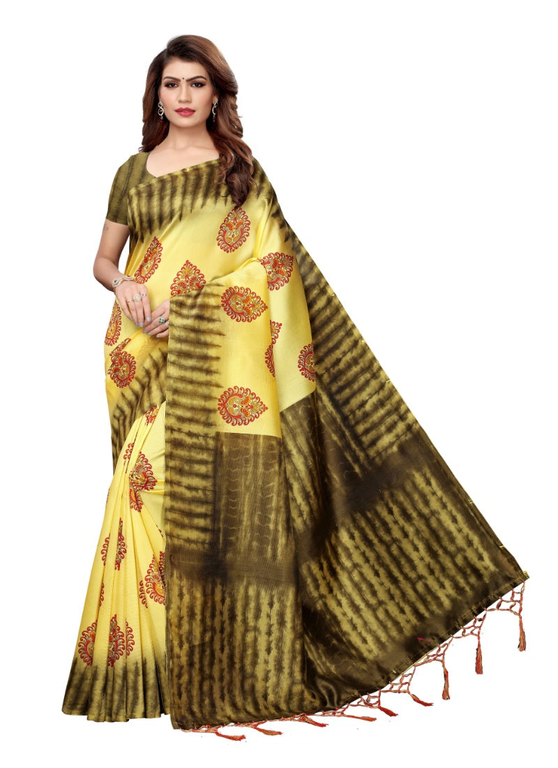 Generic Women's Mysore Art Silk Saree (Lemon, 5-6 Mtrs)