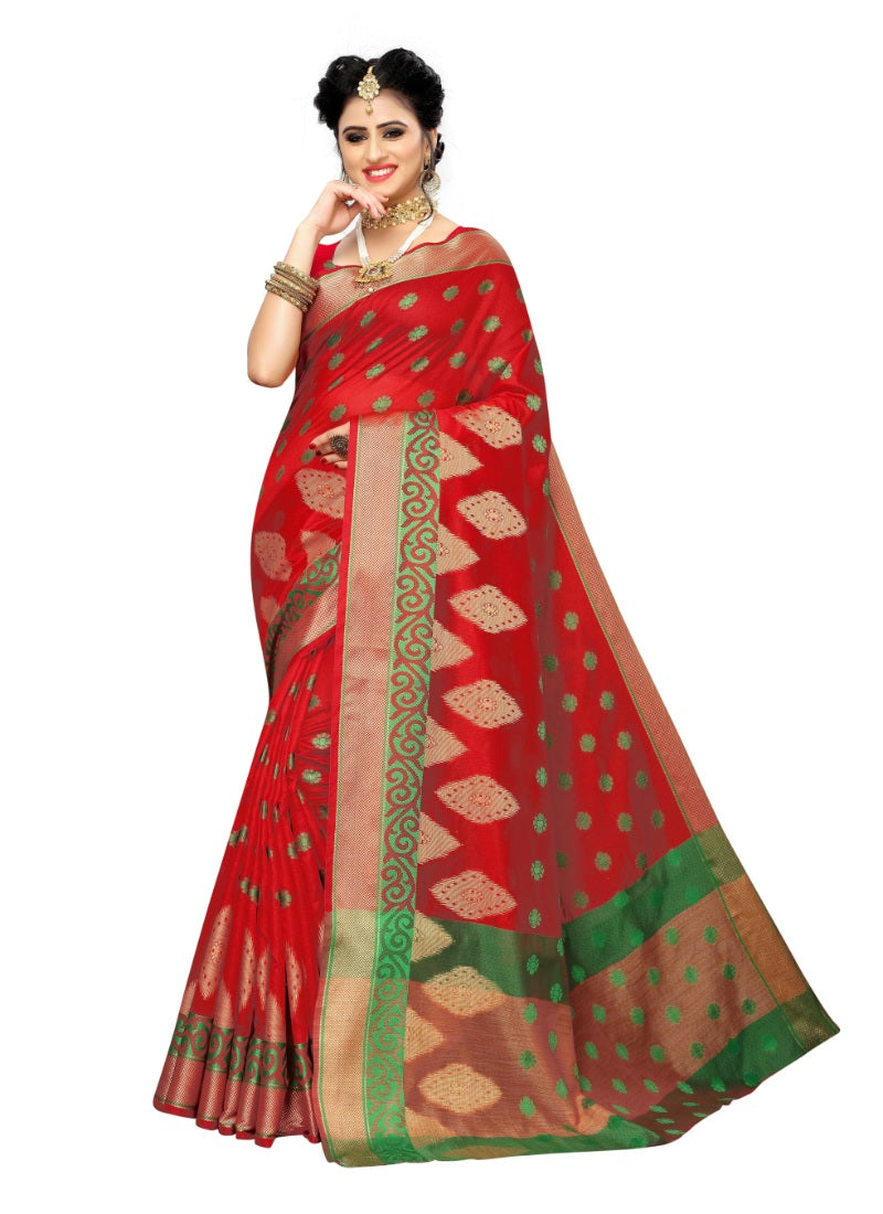 Generic Women's Banarasi Rich Pallu Saree (Red, 5-6 Mtrs)