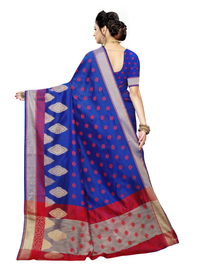 Generic Women's Banarasi Rich Pallu Saree (Blue, 5-6 Mtrs)