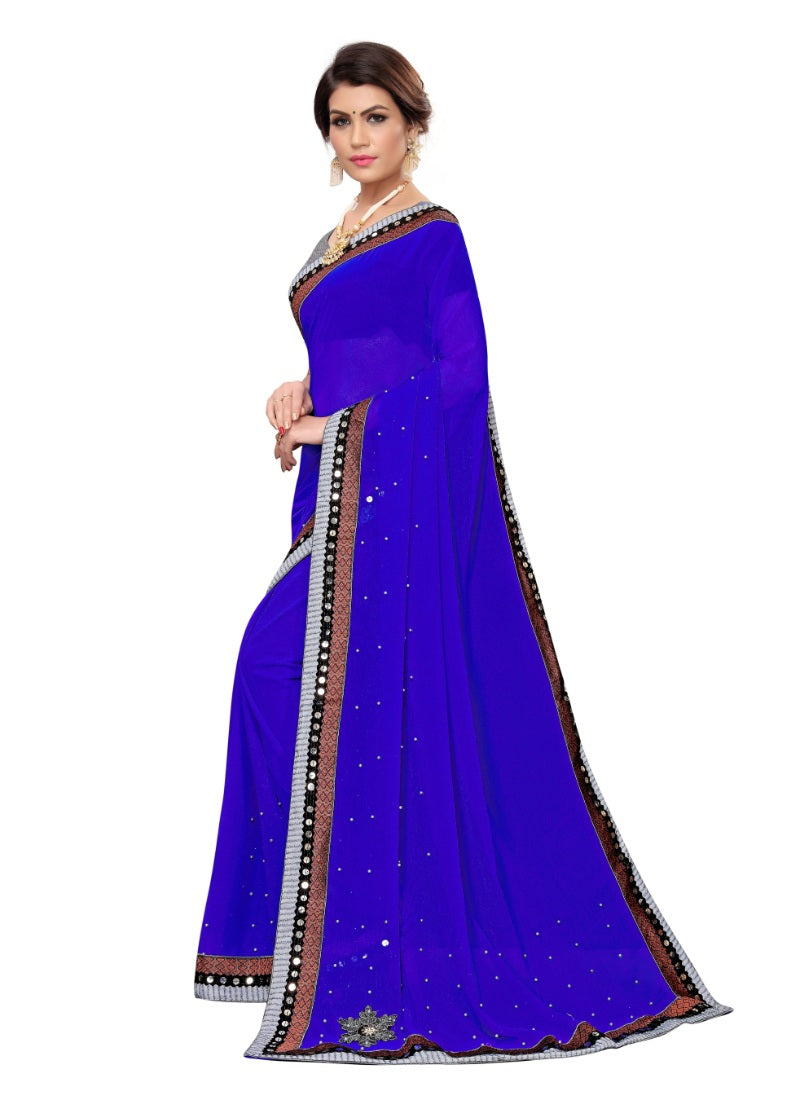 Generic Women's Designer Saree (Blue, 5-6 Mtrs)