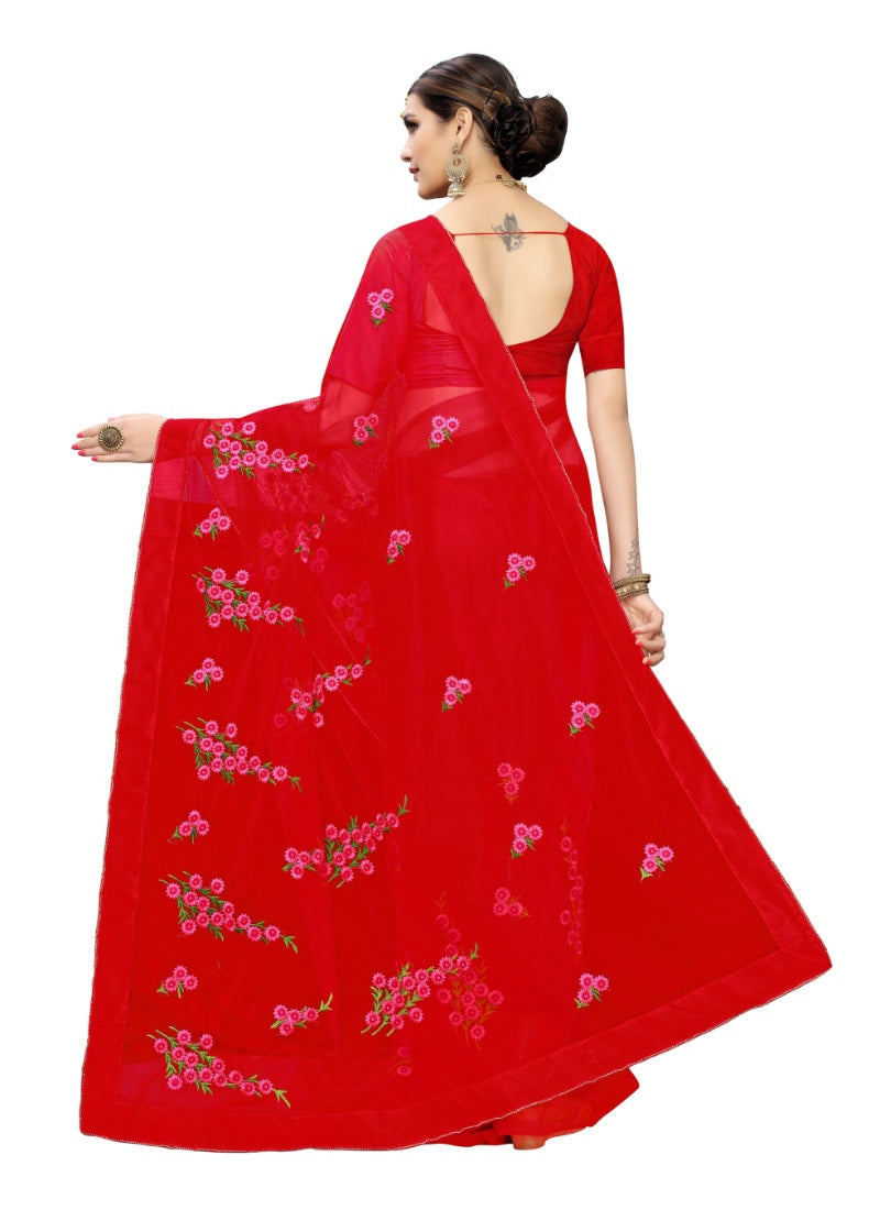 Generic Women's Designer Saree (Red, 5-6 Mtrs)