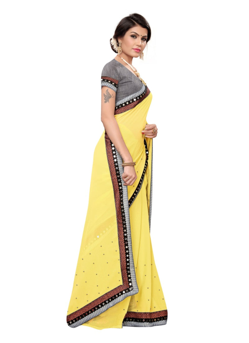 Generic Women's Designer Saree (Yellow, 5-6 Mtrs)