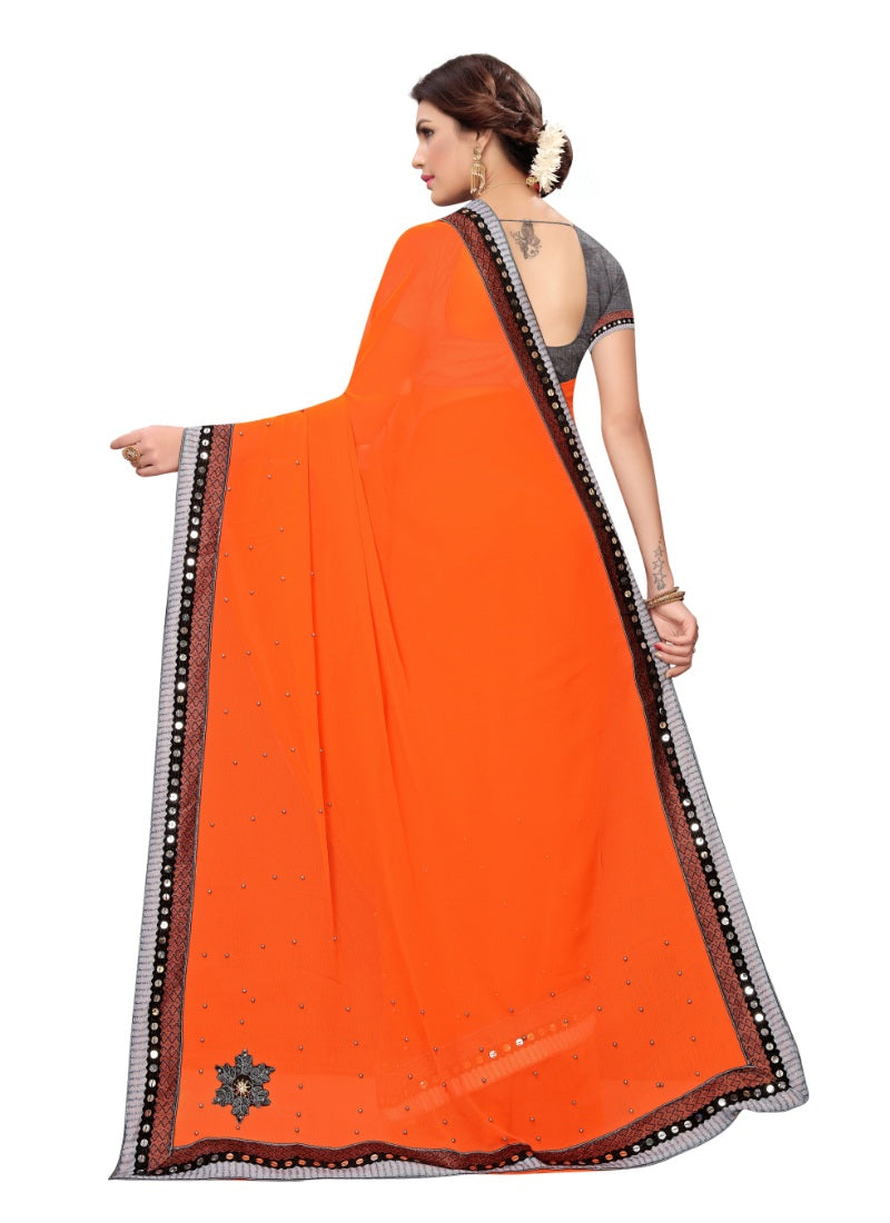 Generic Women's Designer Saree (Orange, 5-6 Mtrs)