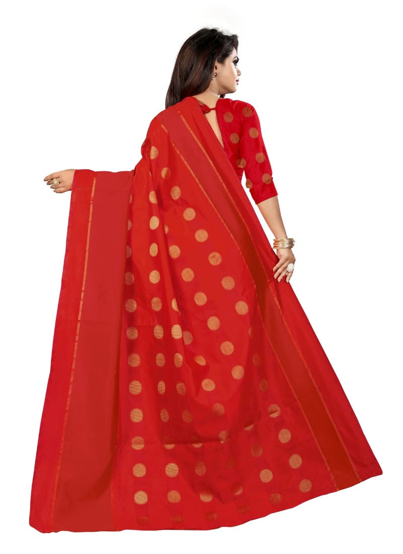 Generic Women's Art Silk Saree with Blouse (Red,5-6 mtrs)