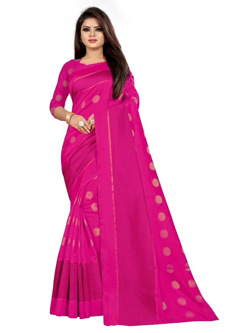 Generic Women's Art Silk Saree with Blouse (Pink,5-6 mtrs)