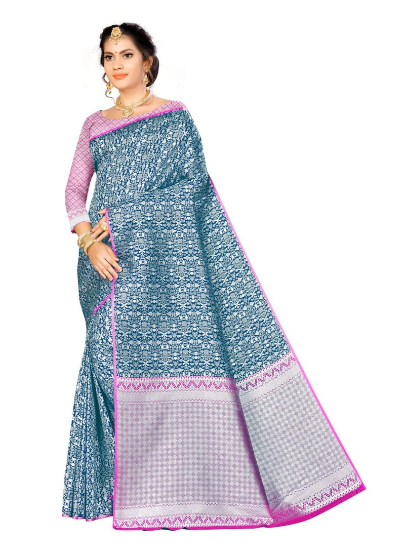 Generic Women's Banarasi Silk Saree (Multi, 5-6mtrs)