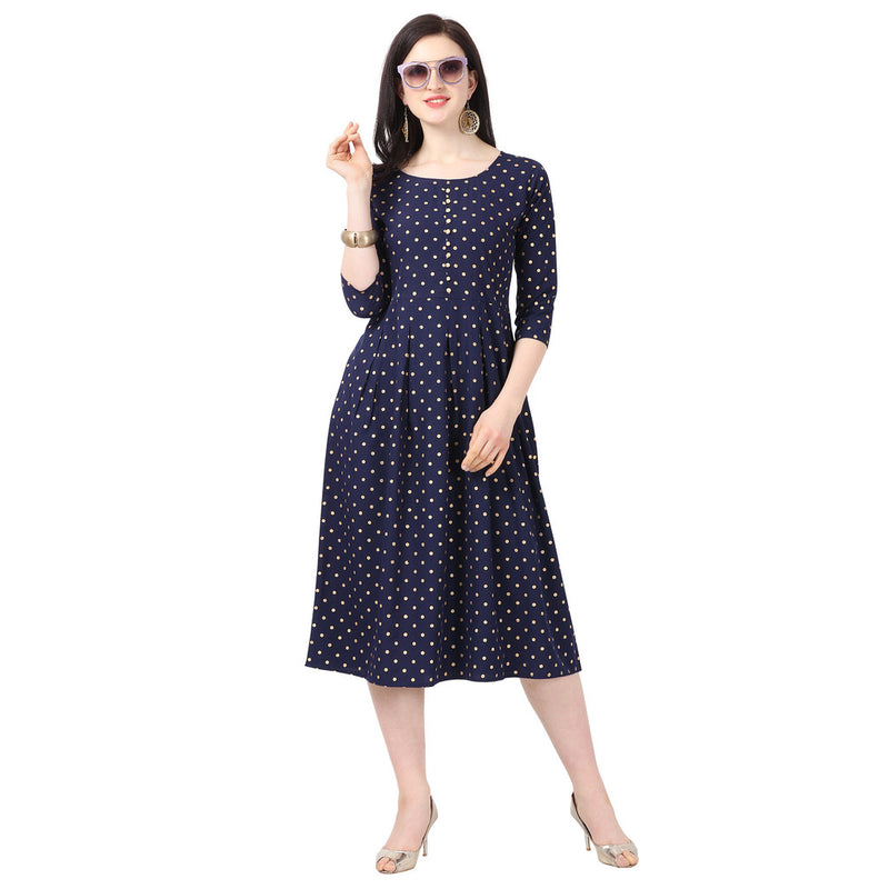 Generic Women's Crepe Printed Kurti (Blue)