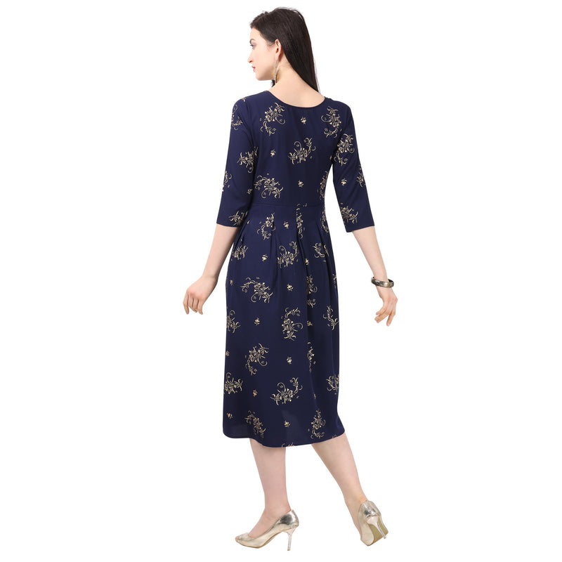 Generic Women's Crepe Printed Kurti (Blue)