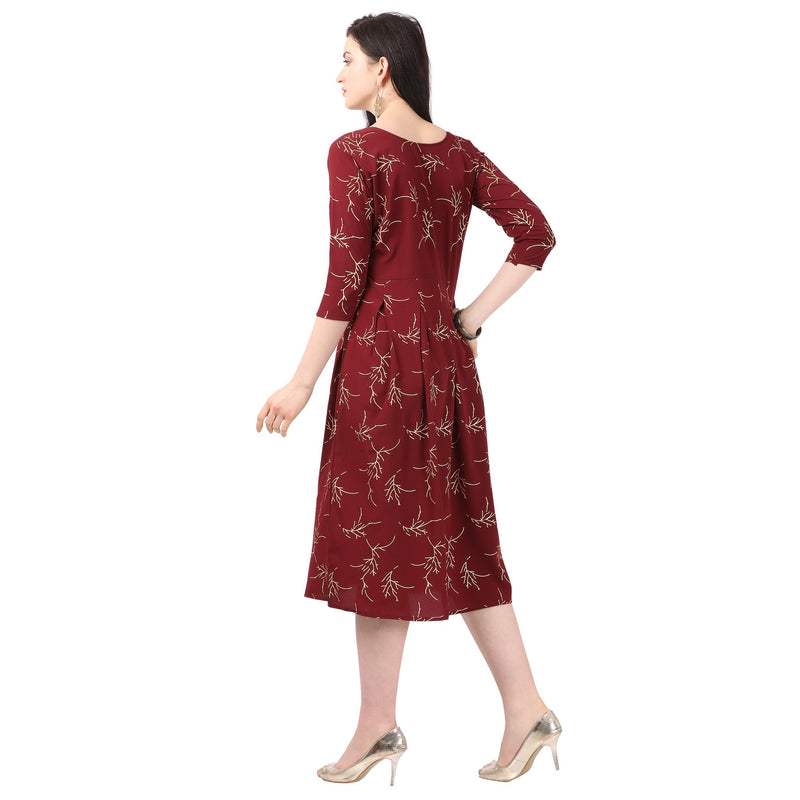 Generic Women's Crepe Printed Kurti (Maroon)