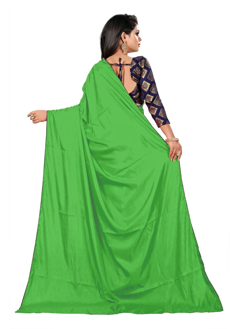 Generic Women's Paper Silk Saree With Jacquard Blouse Piece (Light Green, 5-6mtrs)