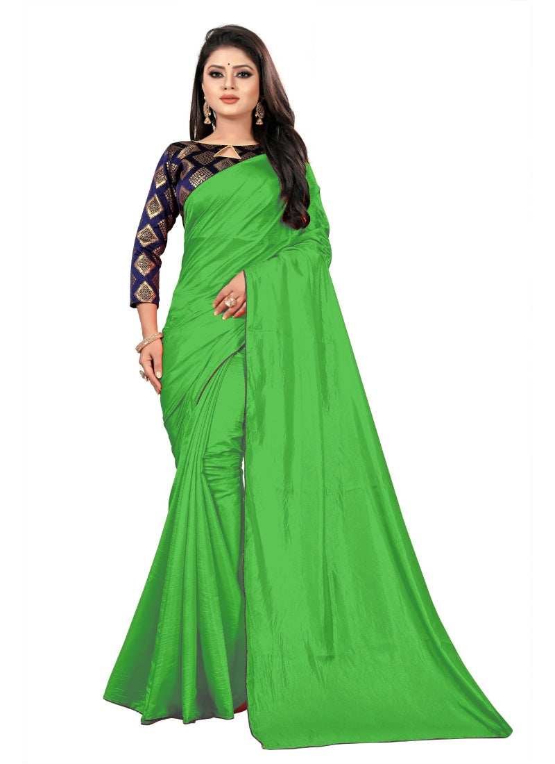 Generic Women's Paper Silk Saree With Jacquard Blouse Piece (Light Green, 5-6mtrs)