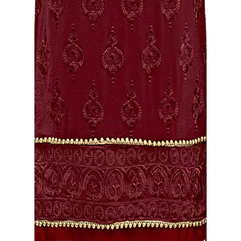 Georgette Fabric Maroon Color Dress Material