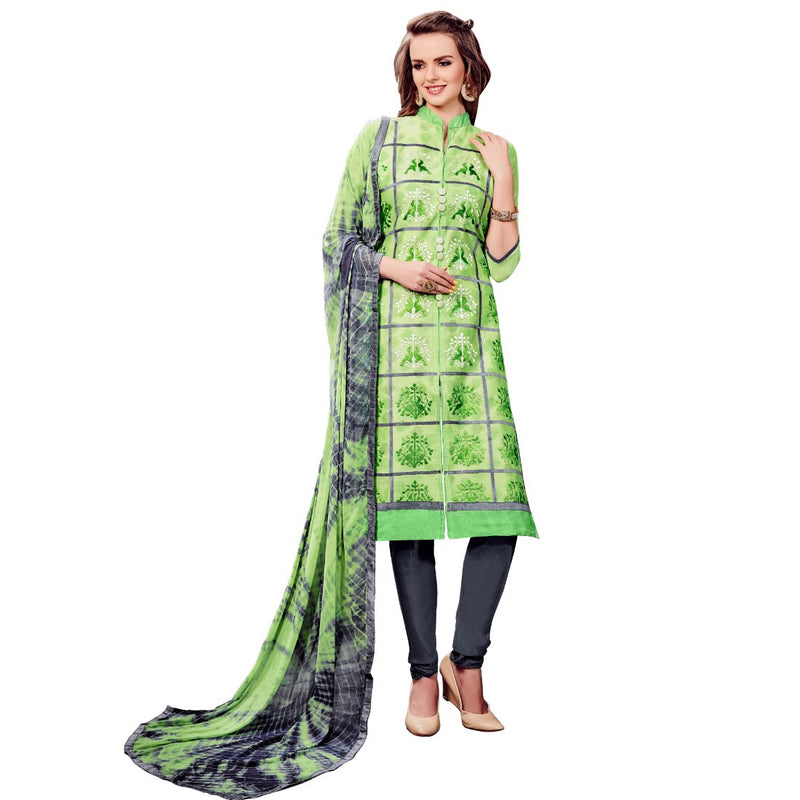 Cotton Fabric Green Color Dress Material