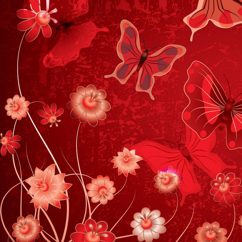Redish Butterfly and flower wallpaper Mobile case cover