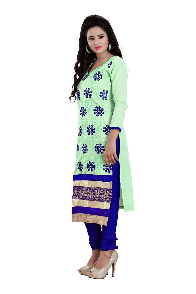 Womens Designer Light Green Chanderi Partywear Salwar Suit Dress Material For Womens