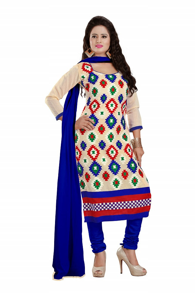 Womens Designer Beige Chanderi Partywear Salwar Suit Dress Material For Womens