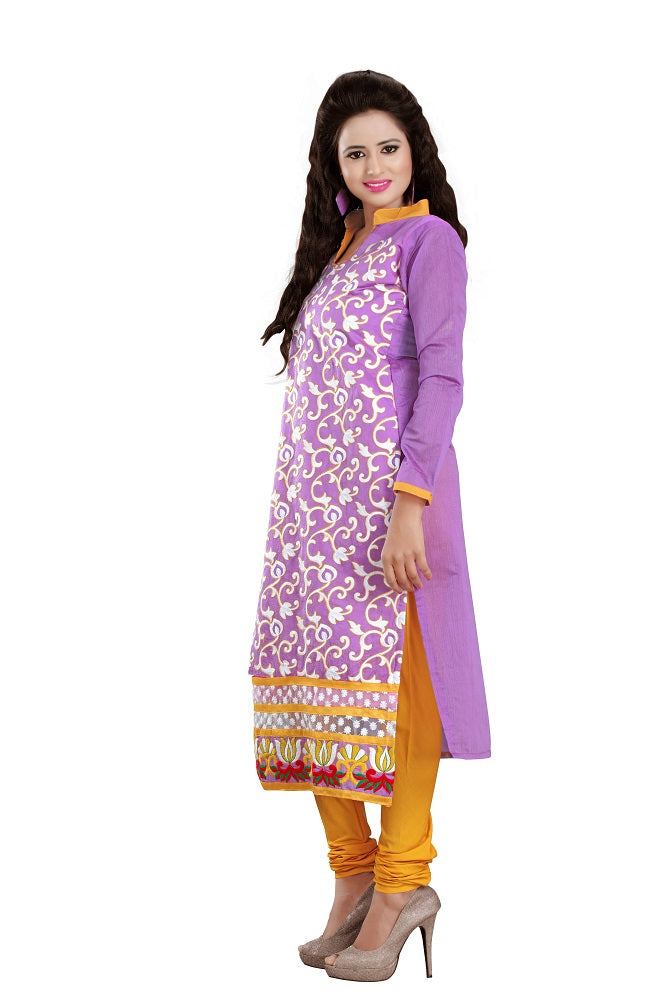 Womens Designer Purple Chanderi Partywear Salwar Suit Dress Material For Womens