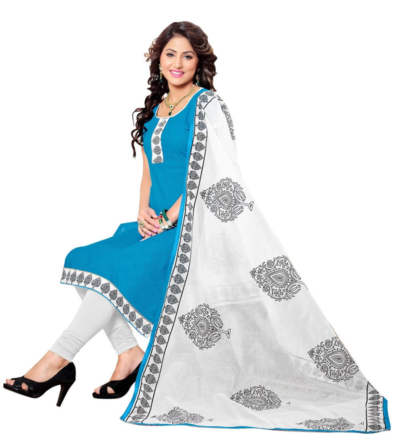 Blue Cotton Salwar suit Dress Material