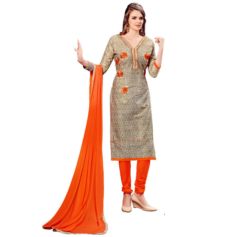 Cotton Fabric Beige Color Dress Material